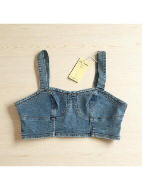 LOVE TRENDS Denim Crop Tank Top Size Medium NEW NWT